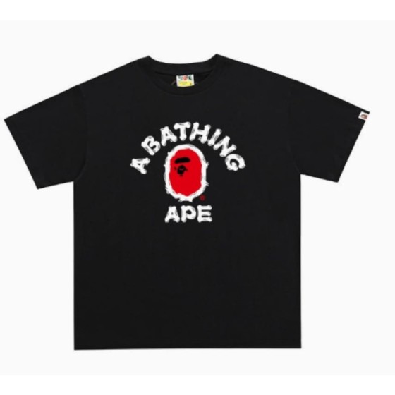 Black BAPE "A BATHING APE" Brushstroke College Logo T-Shirt